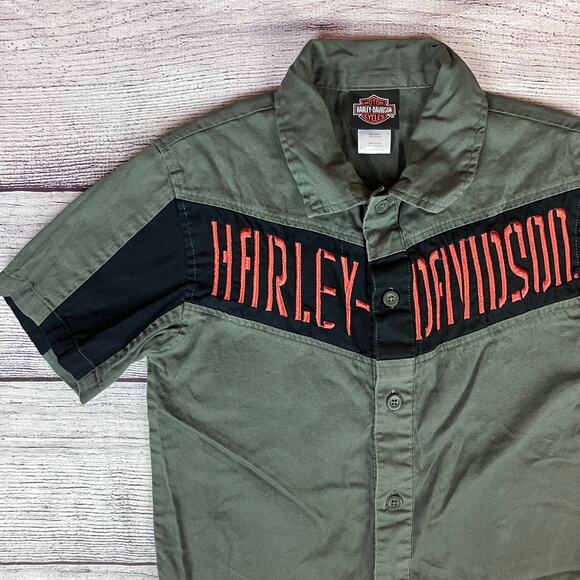 Harley Davidson Motorcycles Button Up Shop Shirt - Picture 3 of 8